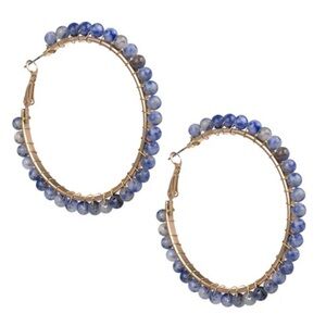 Spartina Blue and Gold Hoop Earrings